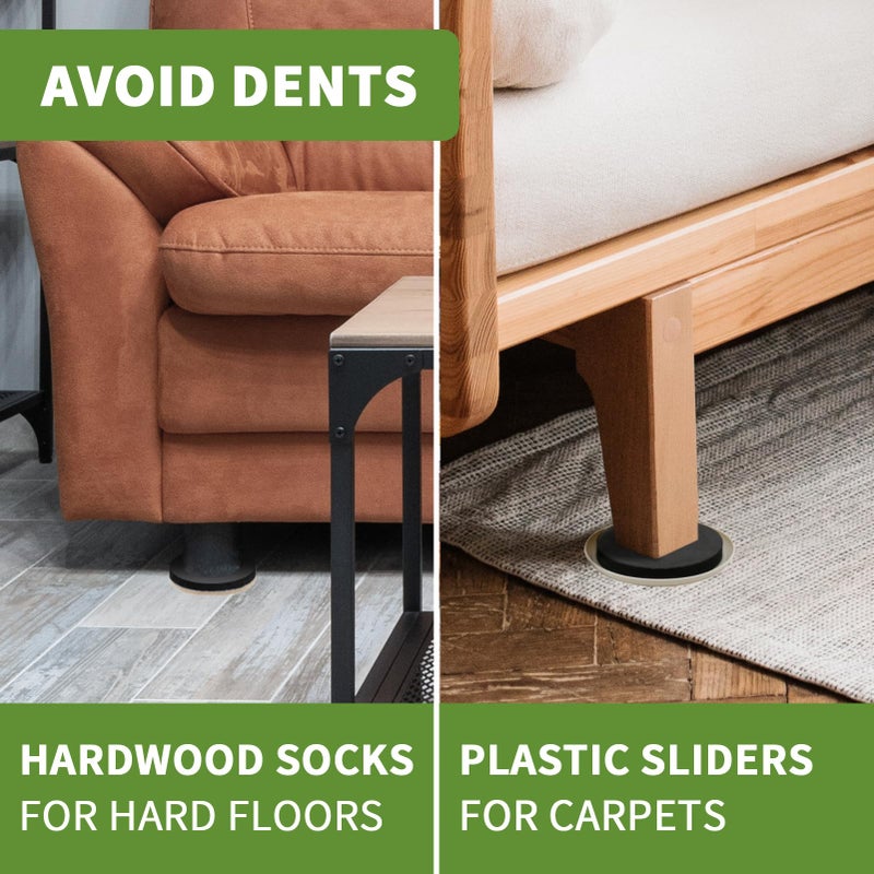 COVERCORNER Furniture Sliders for Hardwood Floors, Furniture Sliders for Carpeted Floors, 8 PCS 4 3/4 inch Combo Pack, Sliders for Moving Furniture, Furniture Movers Sliders - Image 5